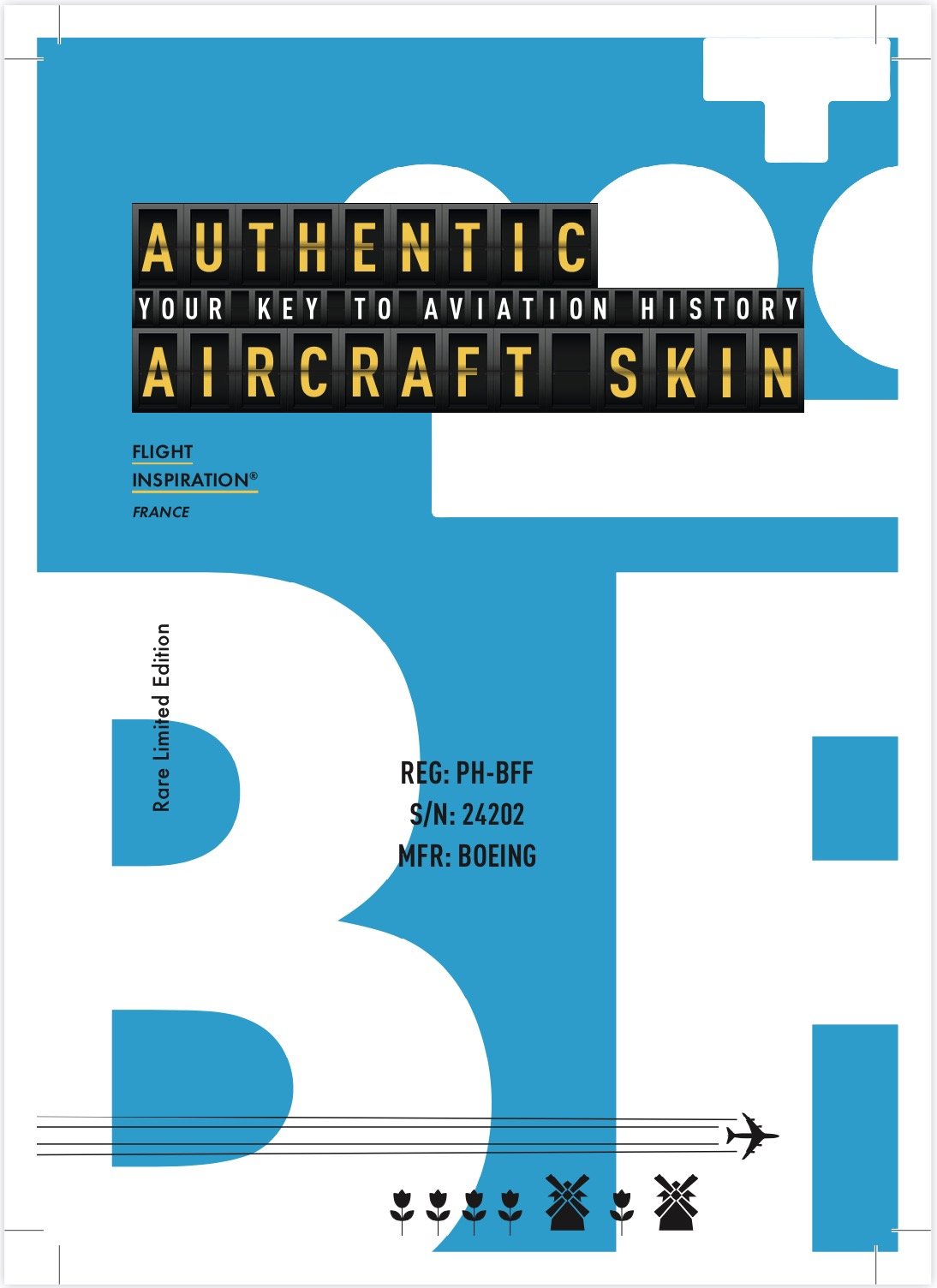 Blister recto pour cadeau Porte-Clé Aéro - Avion Boeing 747 PH-BFF de la KLM - Edition limitée de 335 Porte-Clés Aéro - Création Française by Flight Inspiration®